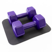 Гантели для фитнеса виниловые цельные (неразборные) + коврик OSPORT Profi 2шт по 9 кг (OF-0209) Фиолетовый Гантели для фитнеса виниловые цельные (неразборные) + коврик OSPORT Profi 2шт по 9 кг (OF-0209) Фиолетовый