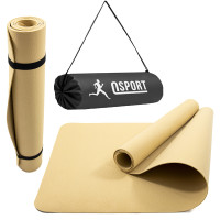 Коврик для йоги и фитнеса + чехол (йога мат, каремат спортивный) OSPORT Yoga Pro 3мм (OF-0089) Бежевый Коврик для йоги и фитнеса + чехол (йога мат, каремат спортивный) OSPORT Yoga Pro 3мм (OF-0089) Бежевый