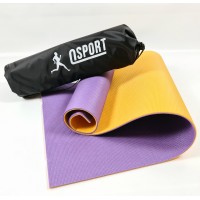 Коврик для йоги, фитнеса и спорта (каремат спортивный) OSPORT Спорт 8мм + чехол (n-0008) Сиренево-жёлтый