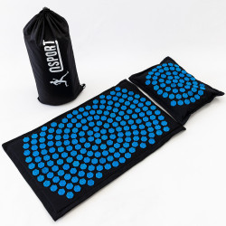 Массажный коврик Аппликатор Кузнецова + массажная подушка массажер для шеи OSPORT Lotus Mat Eco (apl-020) Черно-голубой Массажный коврик Аппликатор Кузнецова + массажная подушка массажер для шеи OSPORT Lotus Mat Eco (apl-020) Черно-голубой