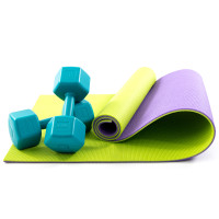 Коврик для йоги, фитнеса, спорта (йога мат, каремат) + гантели для фитнеса 2шт по 4кг OSPORT Set 79 (n-0109) Салатово-бирюзовый